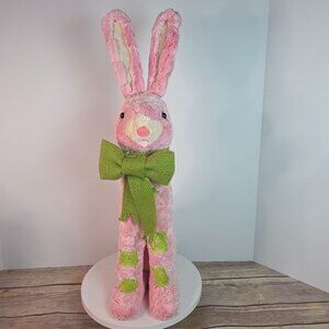 Vintage Large Pink & Green Textured Bunny With Bow By Von Maur